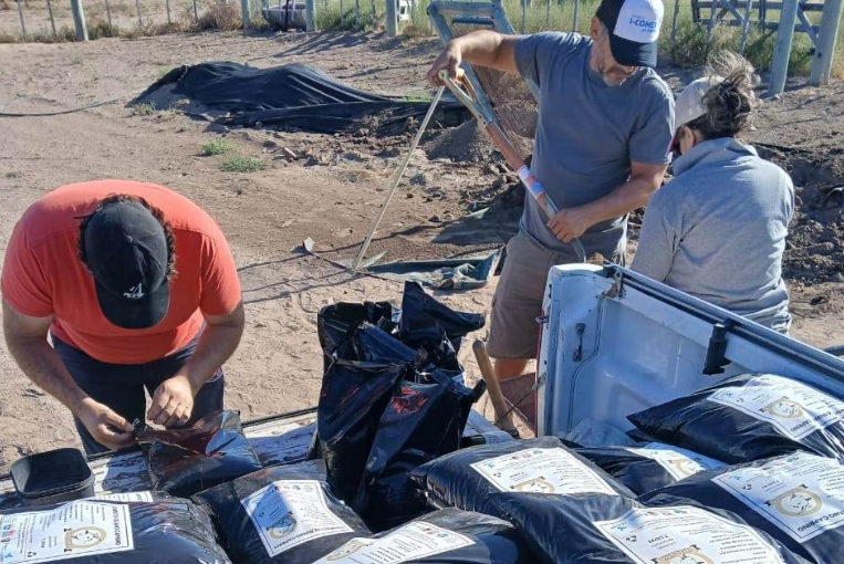 Hacen compost de guano caprino en Algarrobo del Águila