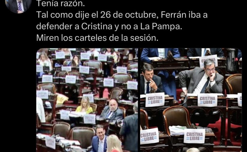 Verna tenía razón y ratificó sus críticas a Ferrán tras la sesión en Diputados: «Iba a defender a Cristina y no a La Pampa»