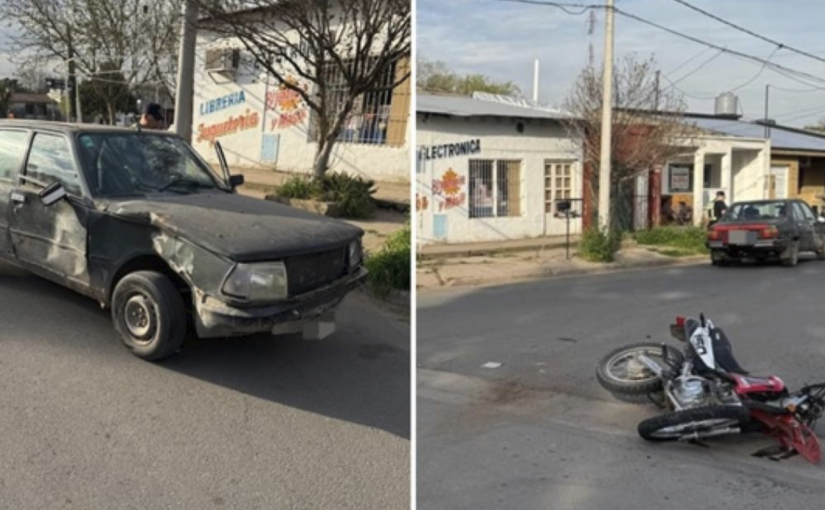 Una motociclista de 19 años sufrió una fractura tras colisionar con un automóvil en Toay